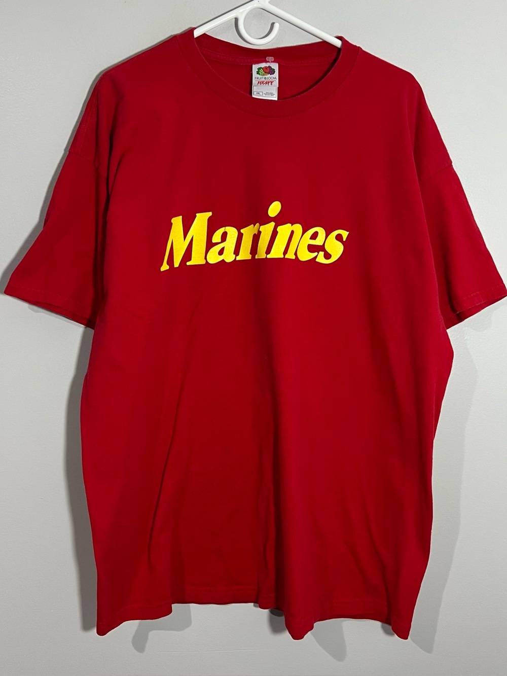 Fruit Of The Loom Marines USMC Red Yellow Short Sleeve T-Shirt Mens 2XL